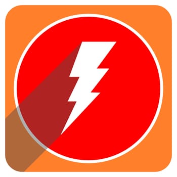 bolt red flat icon isolated