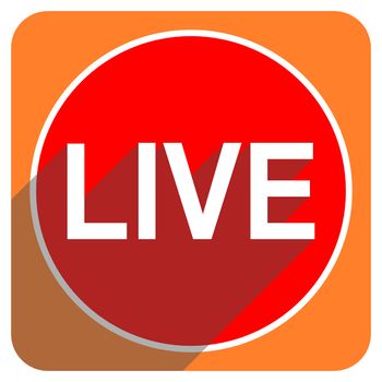 live red flat icon isolated
