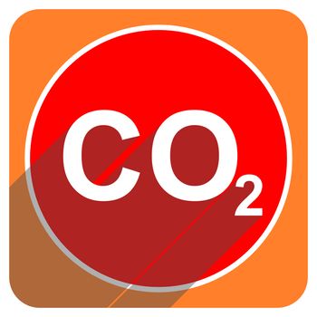 carbon dioxide red flat icon isolated