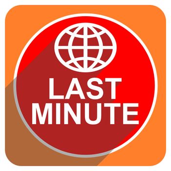 last minute red flat icon isolated