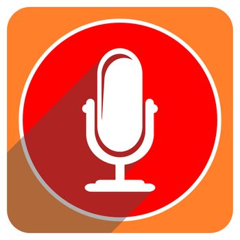 microphone red flat icon isolated