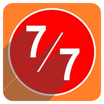 7 per 7 red flat icon isolated