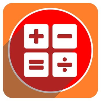 calculator red flat icon isolated