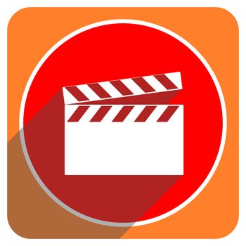 video red flat icon isolated