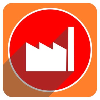 factory red flat icon isolated