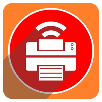 printer red flat icon isolated