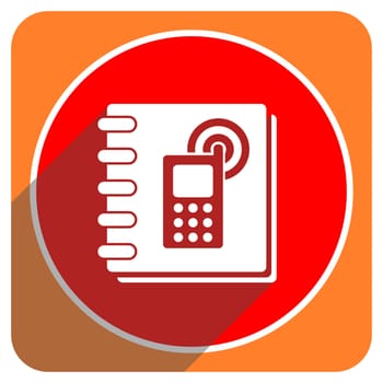 phonebook red flat icon isolated