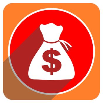 money red flat icon isolated