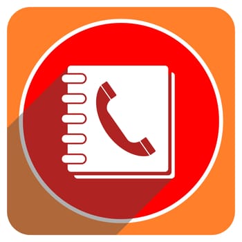 phonebook red flat icon isolated