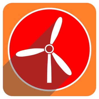 windmill red flat icon isolated