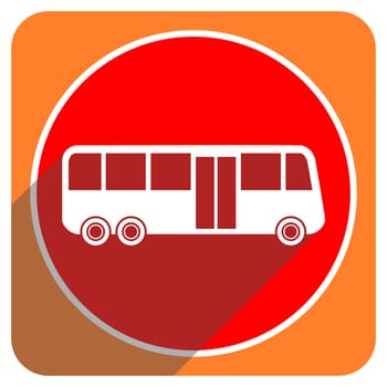 bus red flat icon isolated