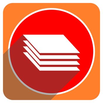 layers red flat icon isolated