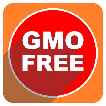 gmo free red flat icon isolated