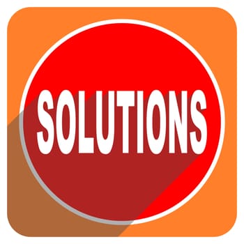 solutions red flat icon isolated