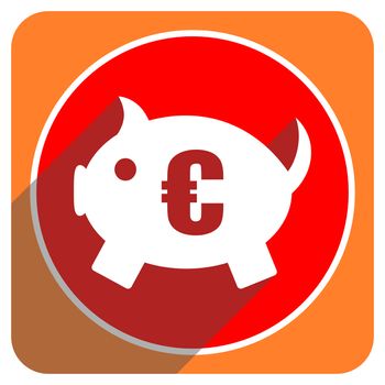 piggy bank red flat icon isolated