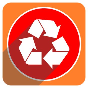 recycle red flat icon isolated