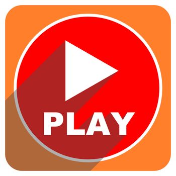 play red flat icon isolated