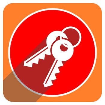 keys red flat icon isolated