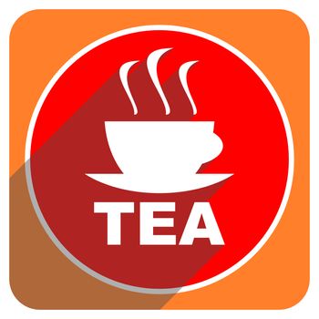 tea red flat icon isolated