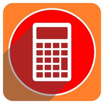 calculator red flat icon isolated