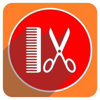barber red flat icon isolated