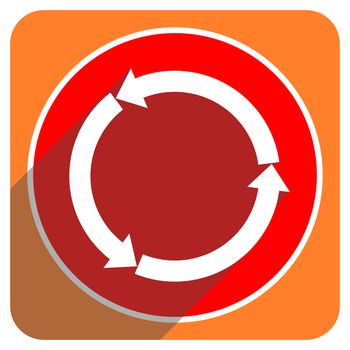 refresh red flat icon isolated