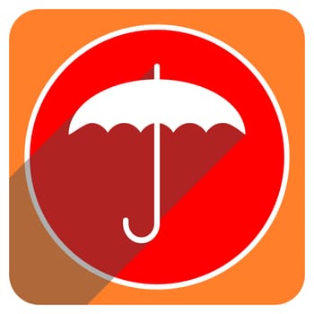 umbrella red flat icon isolated