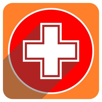 pharmacy red flat icon isolated