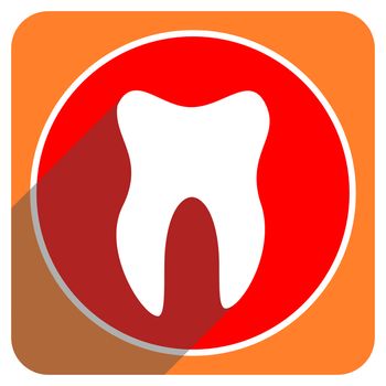 tooth red flat icon isolated