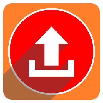 upload red flat icon isolated