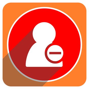 remove contact red flat icon isolated
