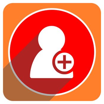 add contact red flat icon isolated