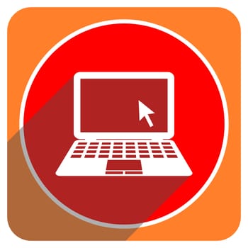 computer red flat icon isolated