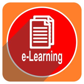 learning red flat icon isolated