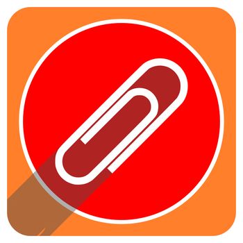 paperclip red flat icon isolated