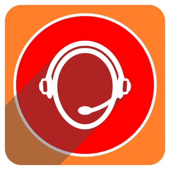 customer service red flat icon isolated
