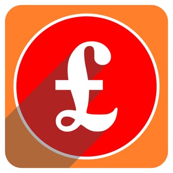 pound red flat icon isolated