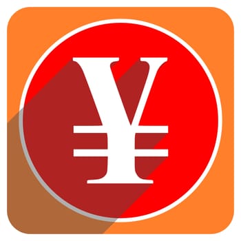 yen red flat icon isolated