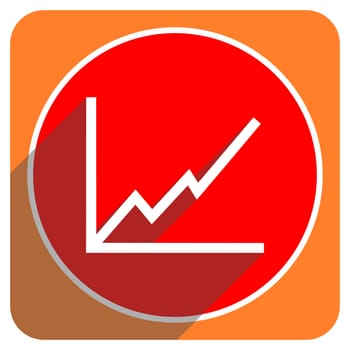 chart red flat icon isolated