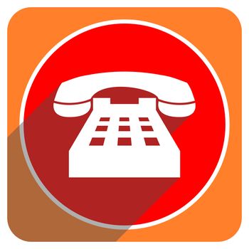 phone red flat icon isolated