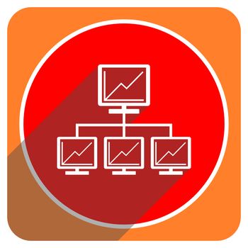network red flat icon isolated