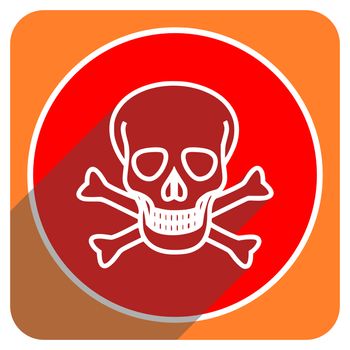 skull red flat icon isolated