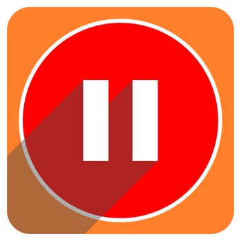 pause red flat icon isolated