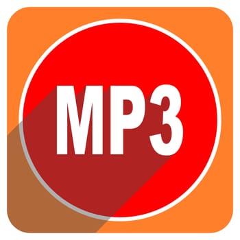 mp3 red flat icon isolated
