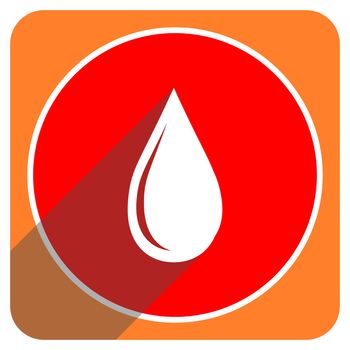 water drop red flat icon isolated