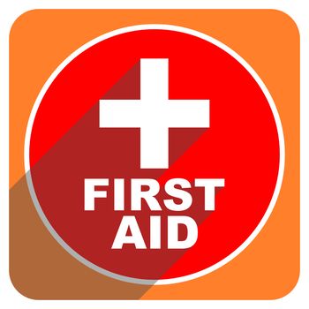 first aid red flat icon isolated