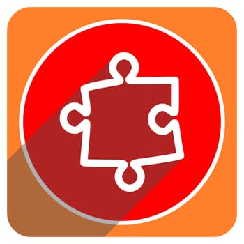 puzzle red flat icon isolated