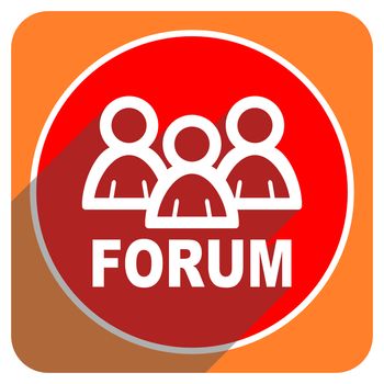 forum red flat icon isolated