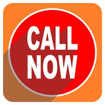 call now red flat icon isolated