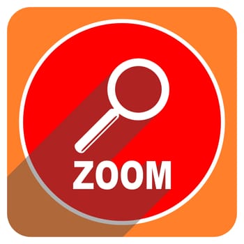 zoom red flat icon isolated
